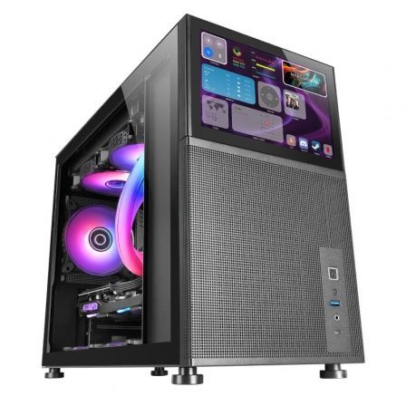 Mars Gaming MC-LCD Negra Mini Tower con Pantalla LCD IPS de 8 pulgadas